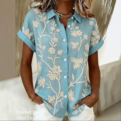 Chemisier femme imprimé floral manches courtes élégant