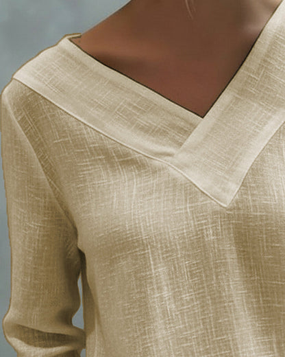 Haut élégant pour femme – Col en V asymétrique, style chic pour le travail et les soirées