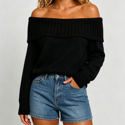 Pull femme manches longues maille unie - Doux et polyvalent