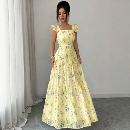 Women's floral dress with thin straps French style - Light and romantic