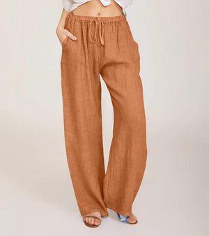 Pantalon Large Décontracté en Coton Femme – Pantalon d’Été Léger Taille Haute