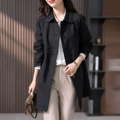 Manteau trench mi-long élégant pour femme – Manteau boutonné confortable