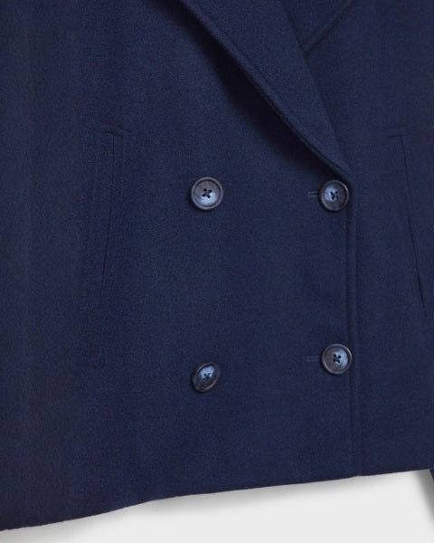 Manteau court femme croise en laine - Minimaliste et elegant