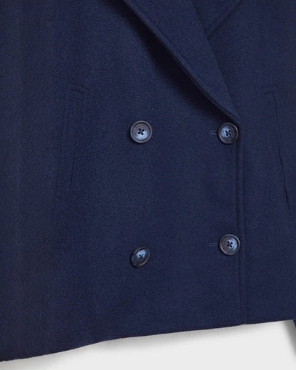 Manteau court femme croise en laine - Minimaliste et elegant