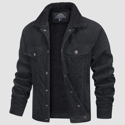 Veste Homme Élégante en Velours Côtelé Doublée Sherpa – Manteau Trucker Chaud