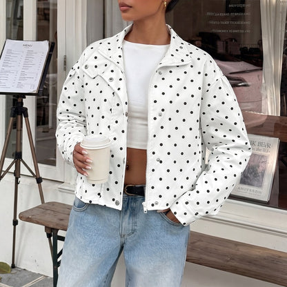 Manteau femme a pois manches longues - Decontracte et leger