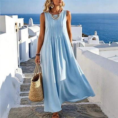 Loose women's dress with round neck, casual style