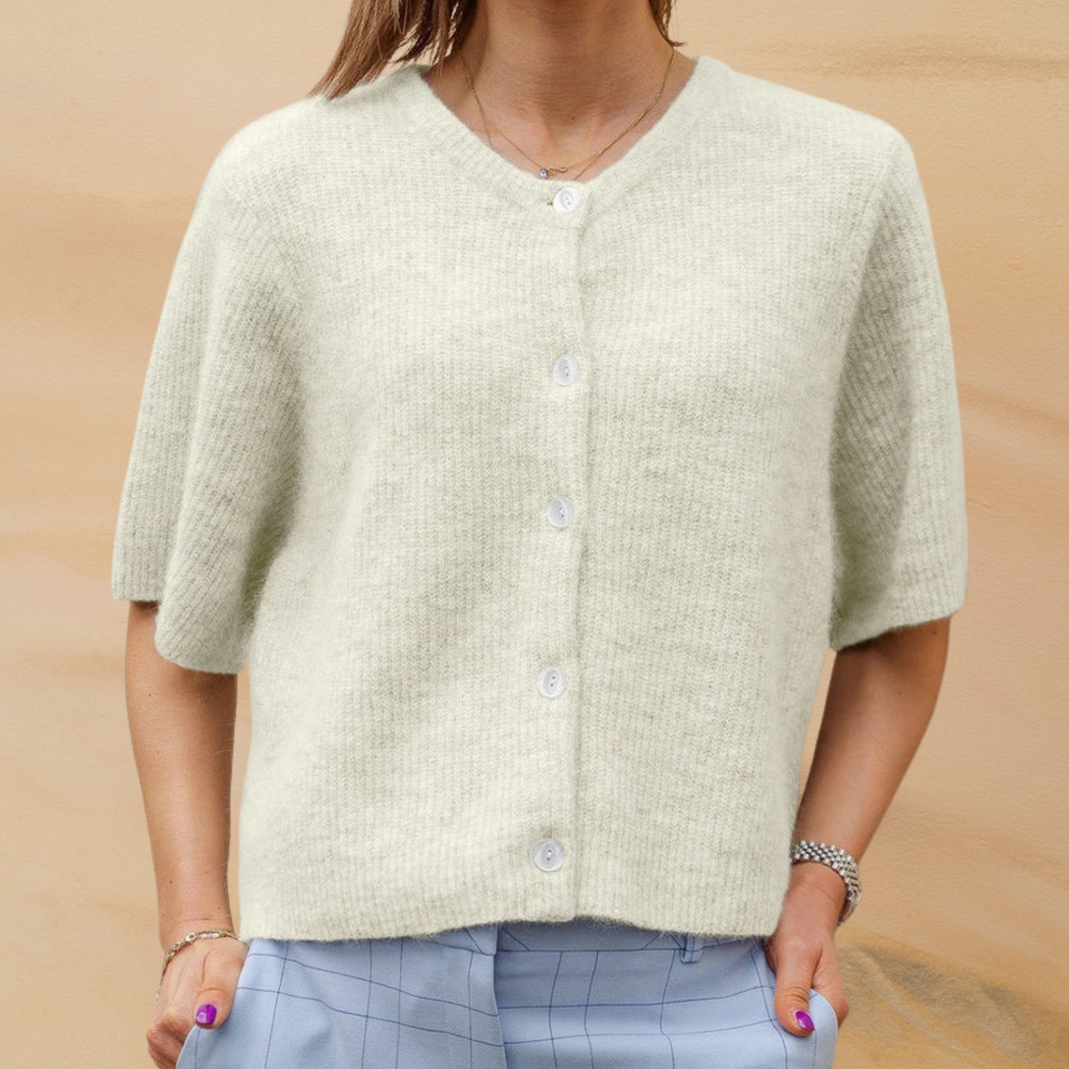 Gilet da donna a maniche corte con bottoni - Chic e leggero