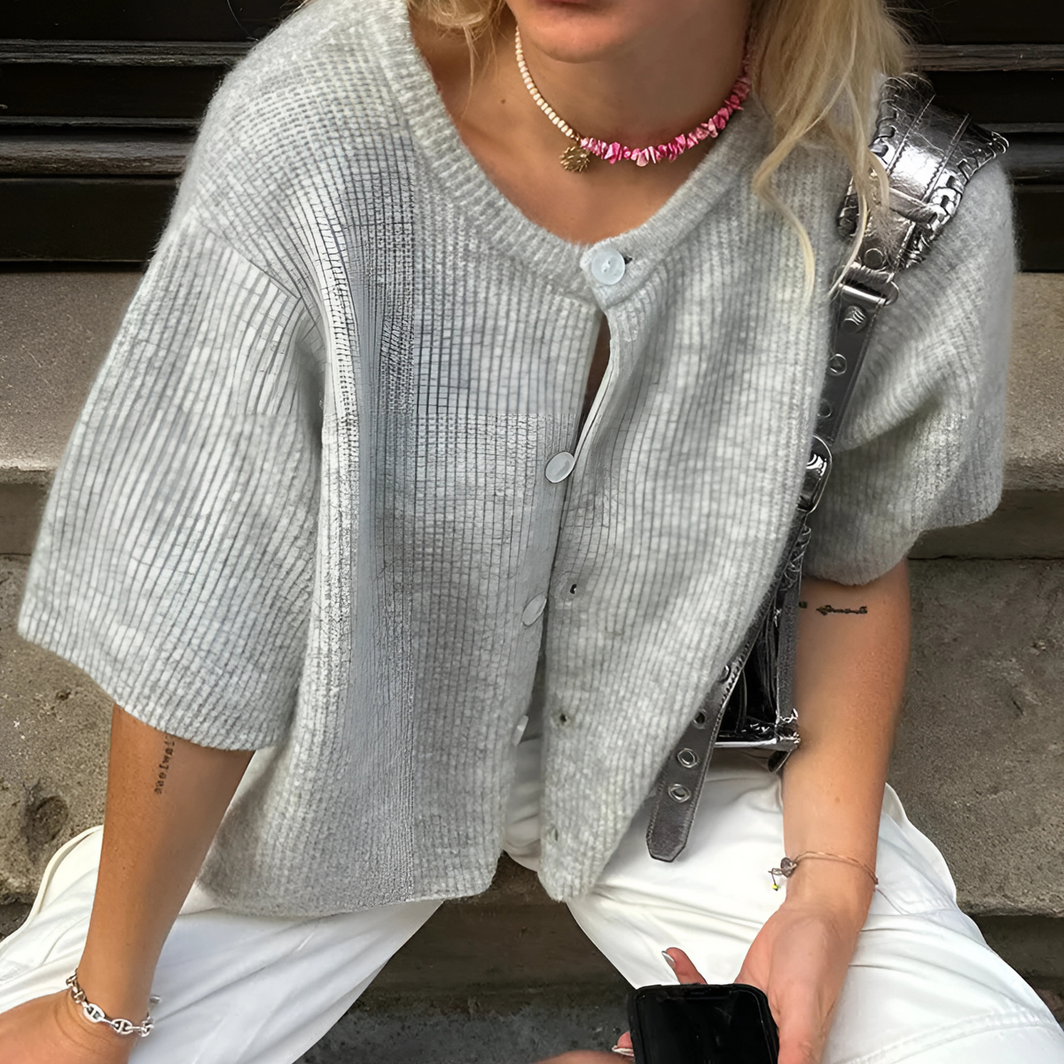 Gilet da donna a maniche corte con bottoni - Chic e leggero