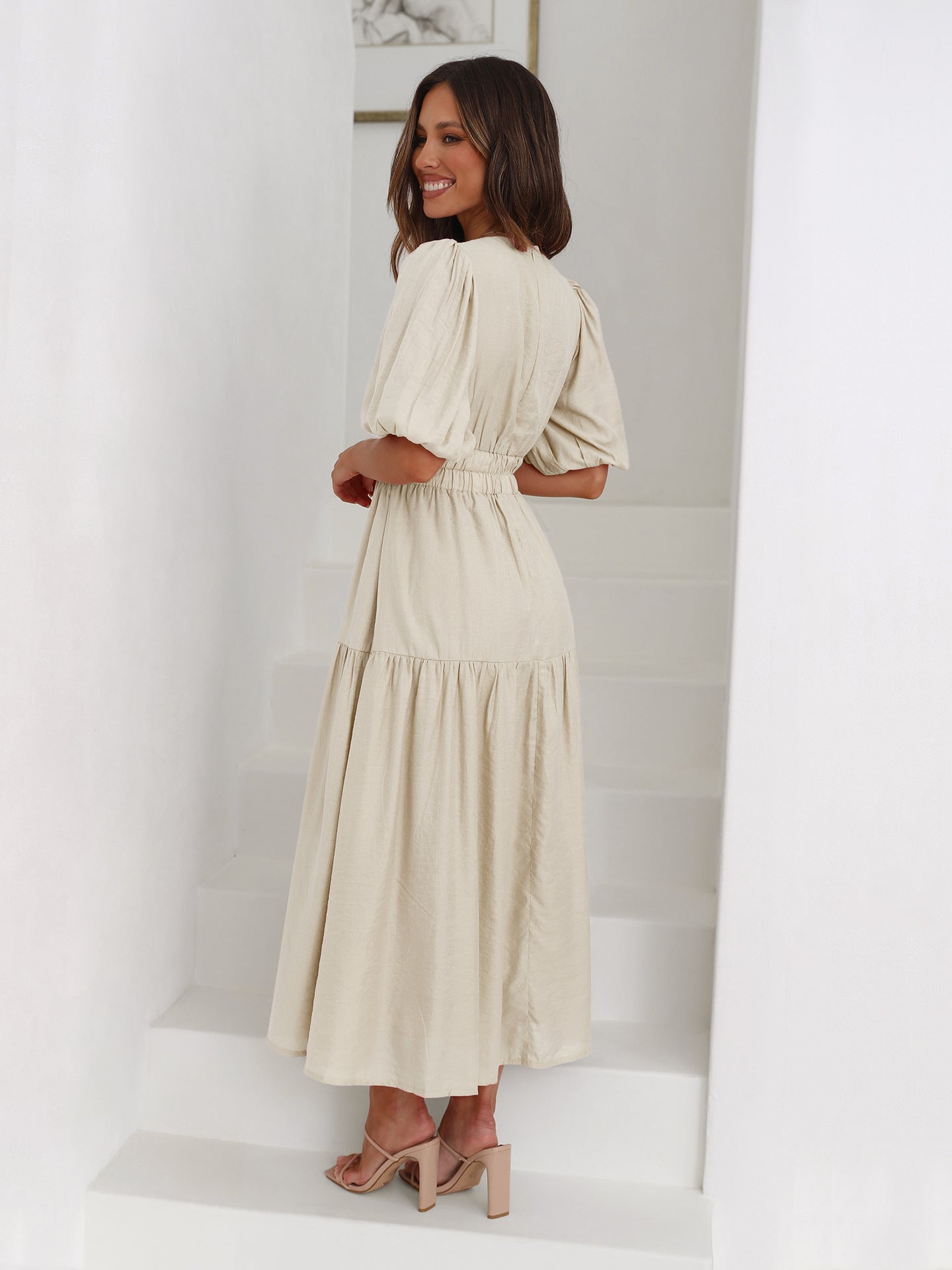 Femmes flatteuse évasée maxi invitée mariage robe – Testing