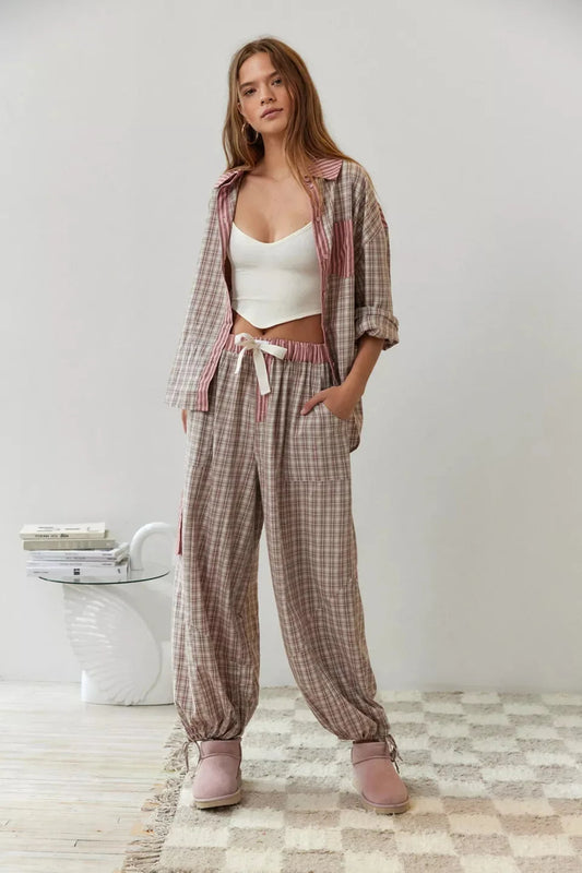 Ensemble pyjama doux léger ample femmes – Confort respirant pour nuits paisibles