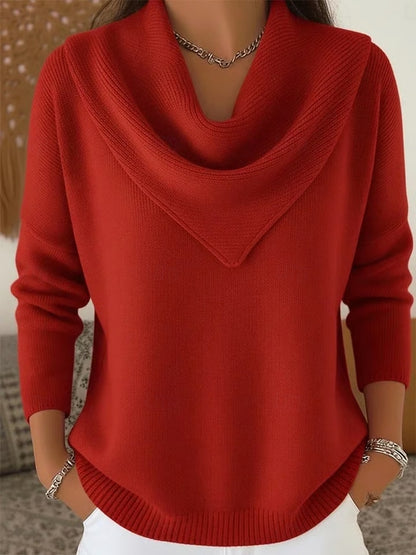 Jersey de punto acanalado con cuello amplio - Elegante y suave