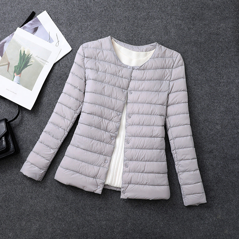 Veste légère isolante pour femme – Vêtement intérieur court à col rond