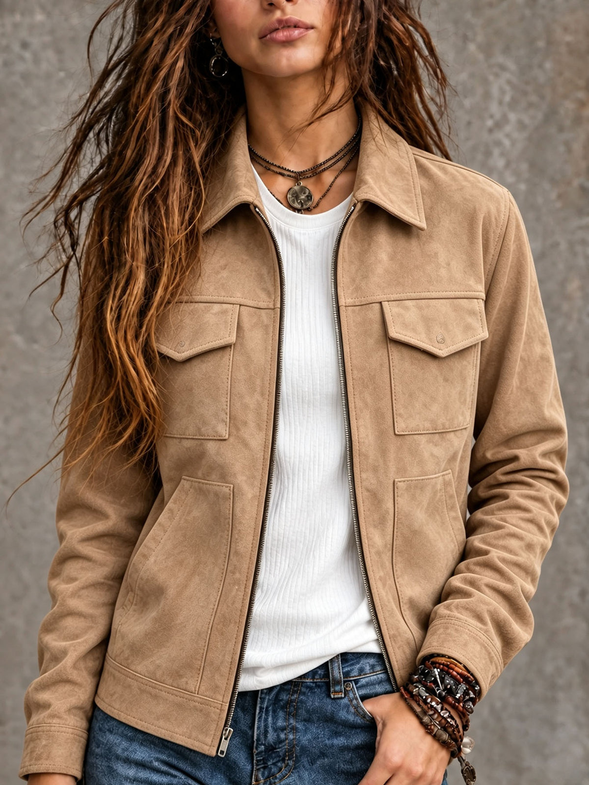 Veste suede vintage femme - Relax et intemporelle