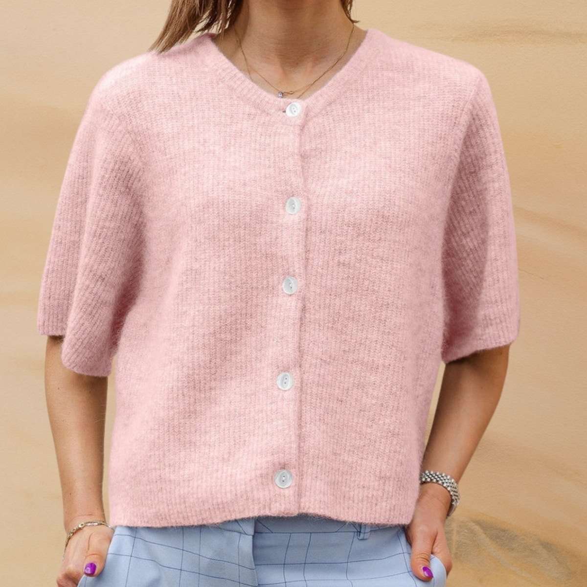 Gilet da donna a maniche corte con bottoni - Chic e leggero