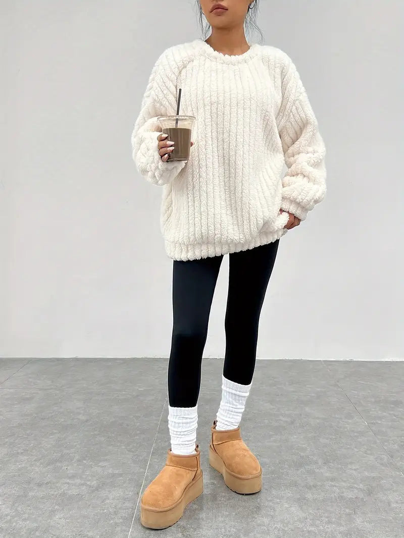 Pull femme oversize col rond - Doux et decontracte