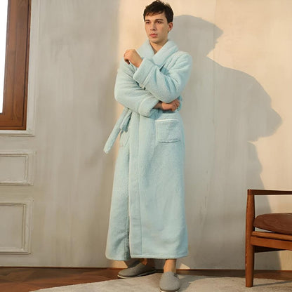 Peignoir de Confort Sherpa Unisexe – Robe de Chambre Douce en Molleton Chaud avec Ceinture et Poches, Vêtement d’Hiver Douillet pour Hommes et Femmes