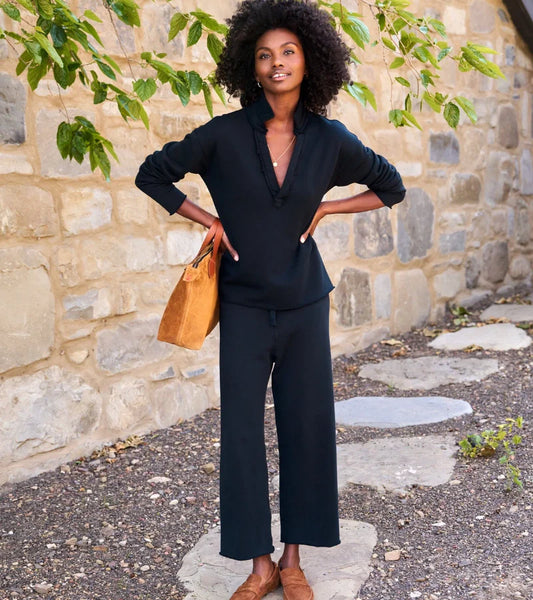 Women's Casual Set – V-Neck Top and Straight Casual Pants