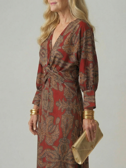 Natural Wrap Midi Dress for Women - Soft and Flattering