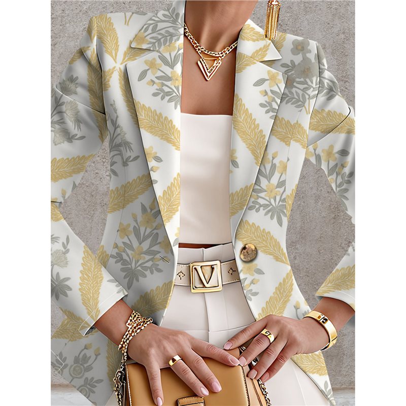 Marineblå blazer til kvinder med hvide prikker – Chic, elegant og afslappet stil