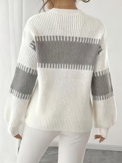 Women's color-block striped sweater – Trendy and soft