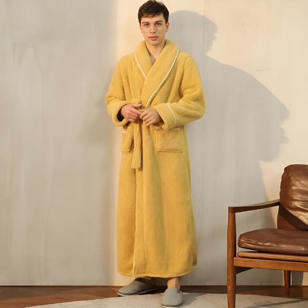 Peignoir de Confort Sherpa Unisexe – Robe de Chambre Douce en Molleton Chaud avec Ceinture et Poches, Vêtement d’Hiver Douillet pour Hommes et Femmes