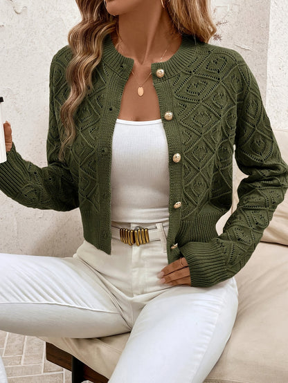 Cardigan femme boutonne ajoure - Elegant et leger