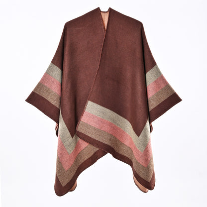 Poncho femme jacquard effet cachemire - Chic et enveloppant