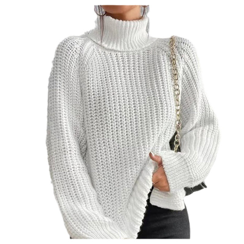 Women's sweater with a split mock neck – Soft and comfortable