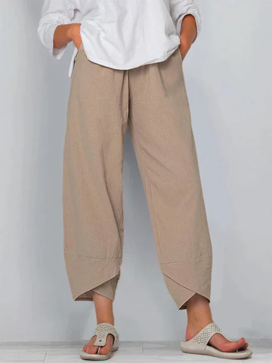 Pantalon trois-quarts décontracté pour femme – Pantalon d'été ample