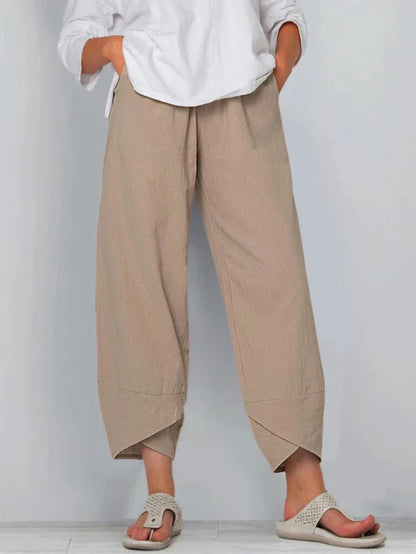Pantalon trois-quarts décontracté pour femme – Pantalon d'été ample