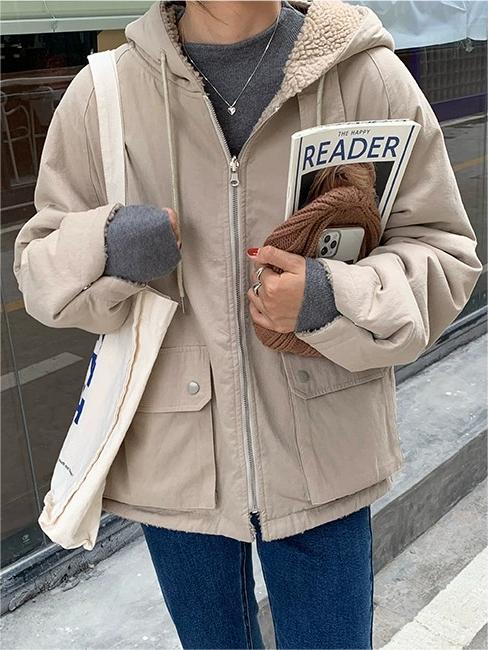 Parka réversible en polaire pour femme – Vêtement d’hiver chaud