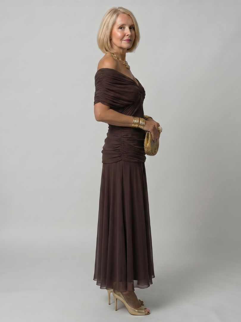 Robe midi femme epaules denudees - Fluide et romantique