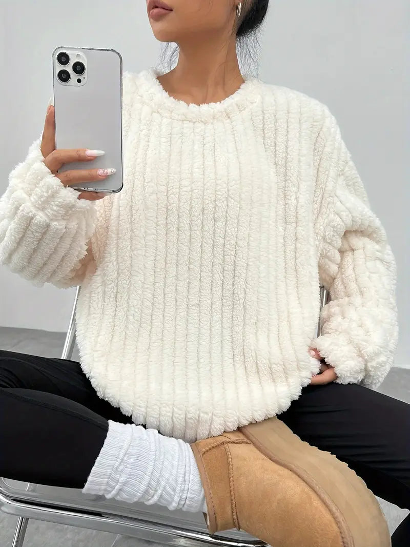 Pull femme oversize col rond - Doux et decontracte