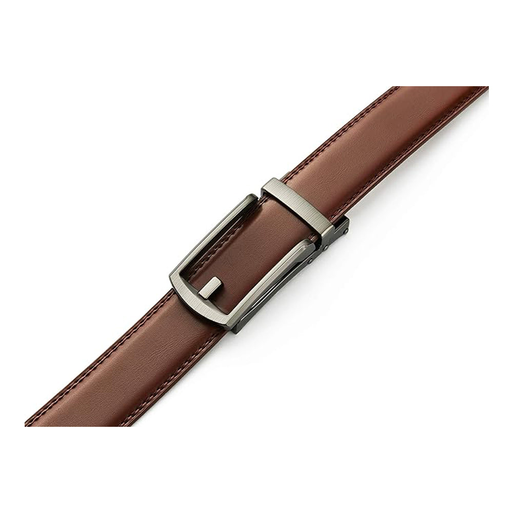 Leather ratchet belt for men with snap fastener – Casual and formal adjustable style