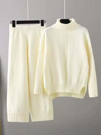 Sæt til kvinder med rullekravesweater og løse bukser - Chikt og behageligt