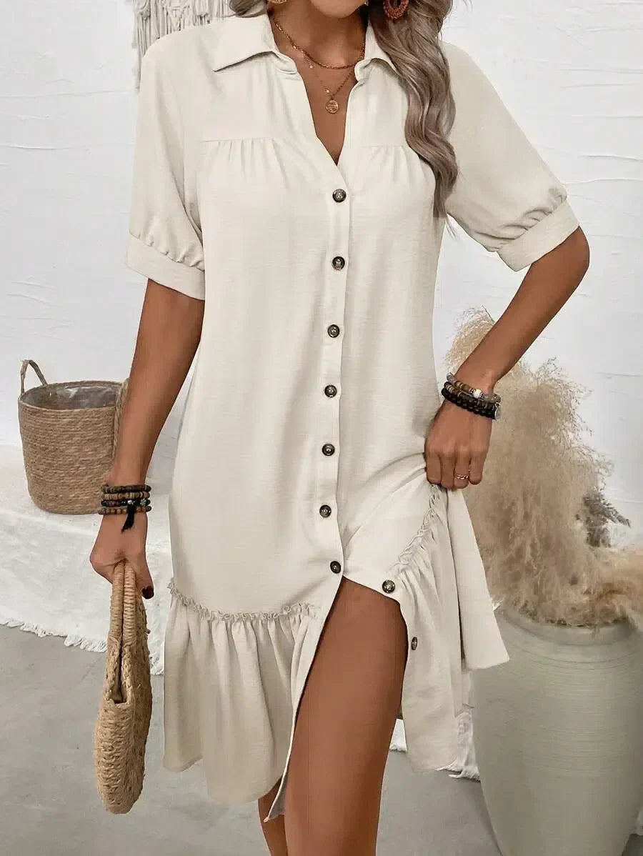 Robe chemise été femme – Tunique ample à boutons, style plage chic