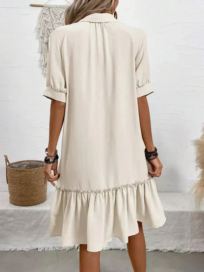 Robe chemise été femme – Tunique ample à boutons, style plage chic