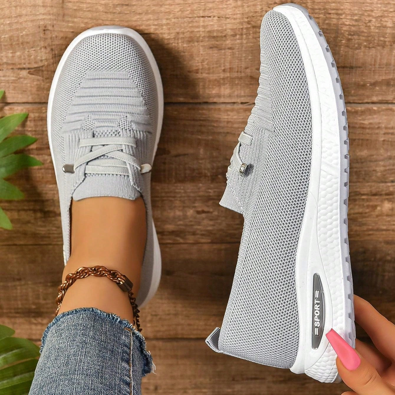 Women's Orthopedic Slip-On Sneakers with Wide Toe – Daily Comfort