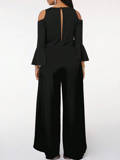 Combinaison Élégante Noire Femme – Col V avec Surpiqûres Contrastées