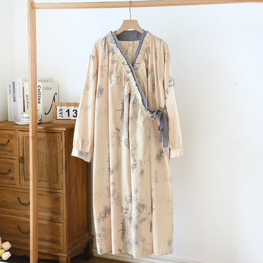 Chemise de nuit douce en coton style encre pour femme