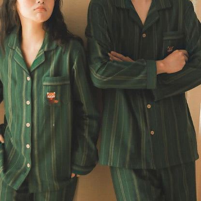 Ensemble pyjama rayé en coton brossé