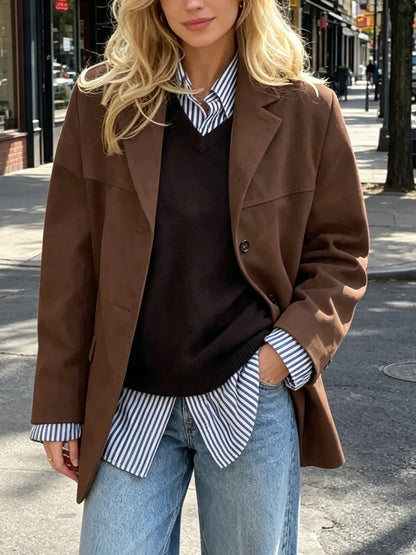 Manteau femme retro a poches - Ample et elegant