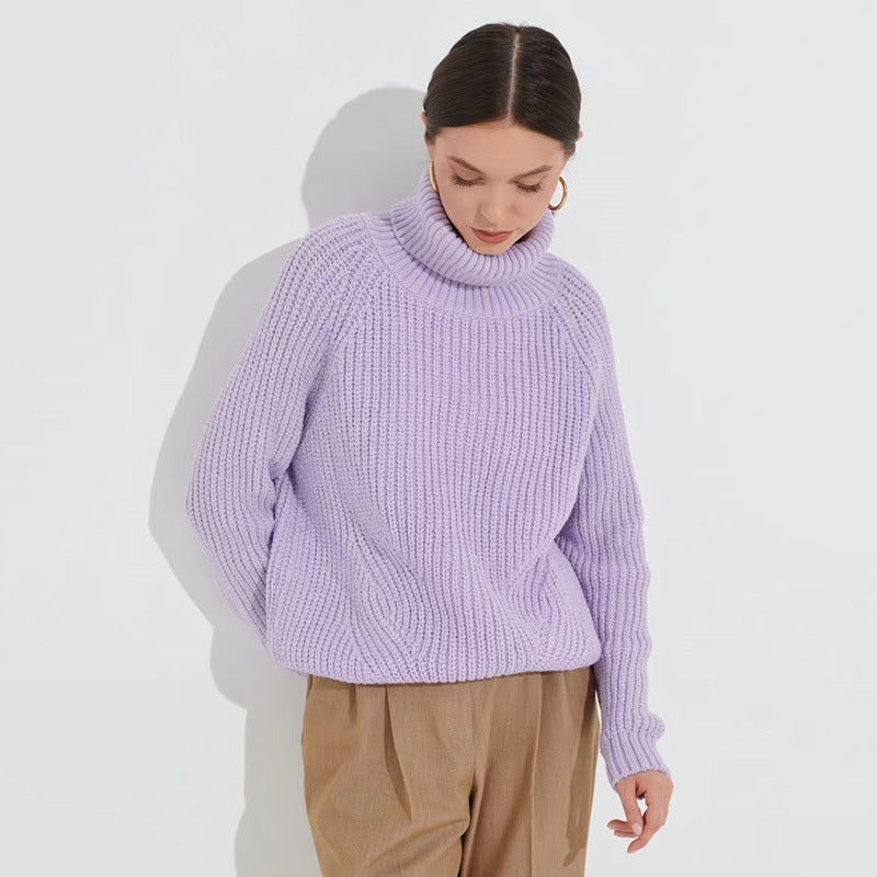Women’s thick-knit turtleneck sweater – Loose and comfortable fit