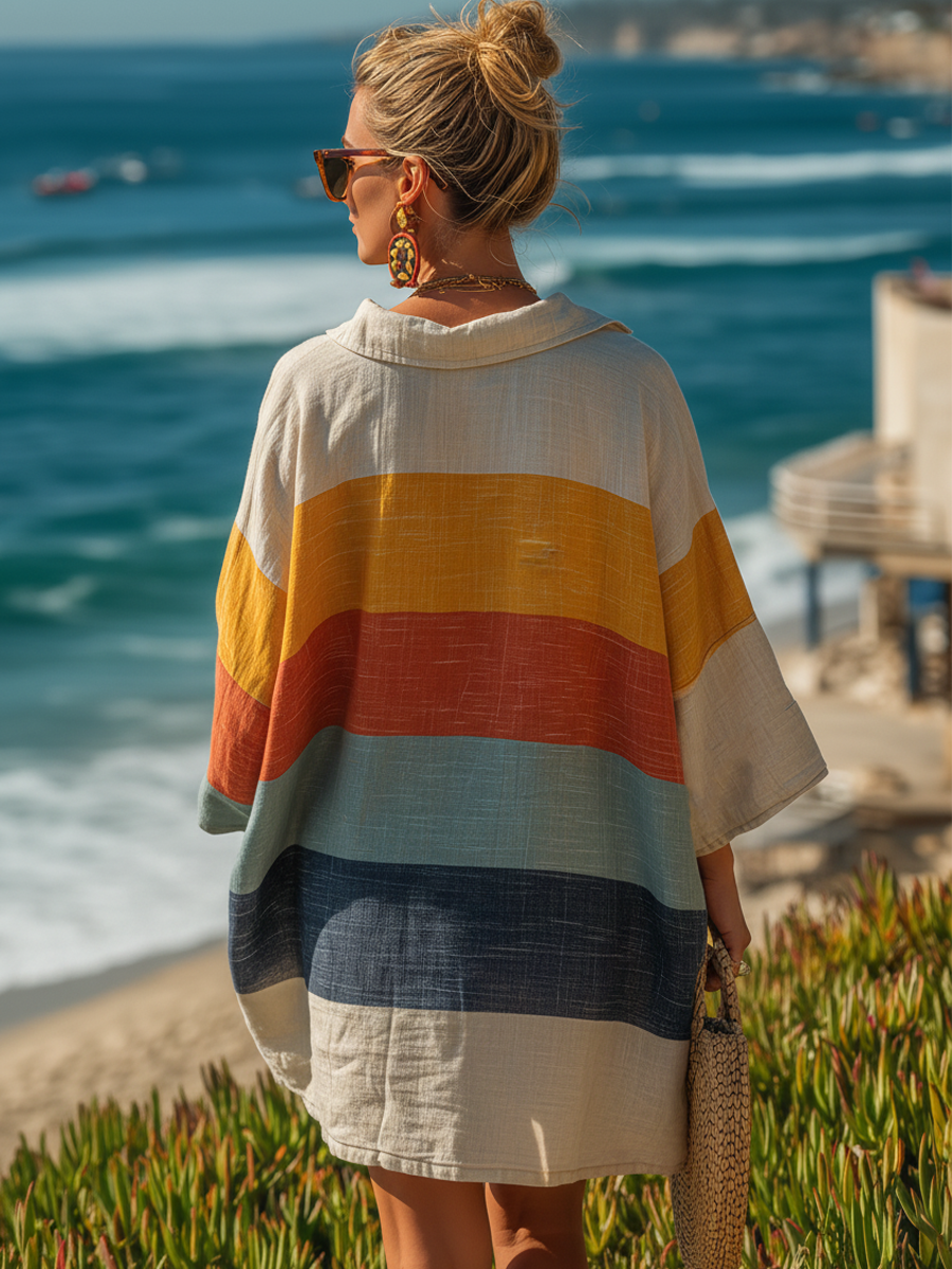 Vestito mini da donna stampato con colletto a camicia - Leggero e colorato