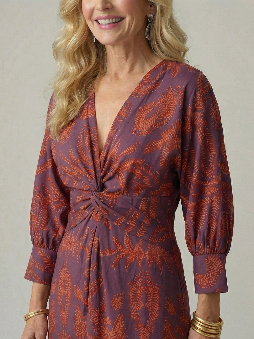 Natural Wrap Midi Dress for Women - Soft and Flattering