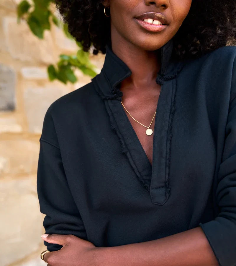Ensemble Femme à Coupe Décontractée – Haut Col V et Pantalon Droit Décontracté