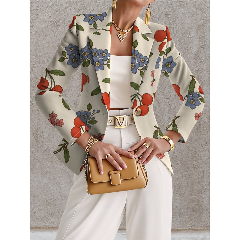 Marineblå blazer til kvinder med hvide prikker – Chic, elegant og afslappet stil