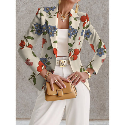 Marineblå blazer til kvinder med hvide prikker – Chic, elegant og afslappet stil
