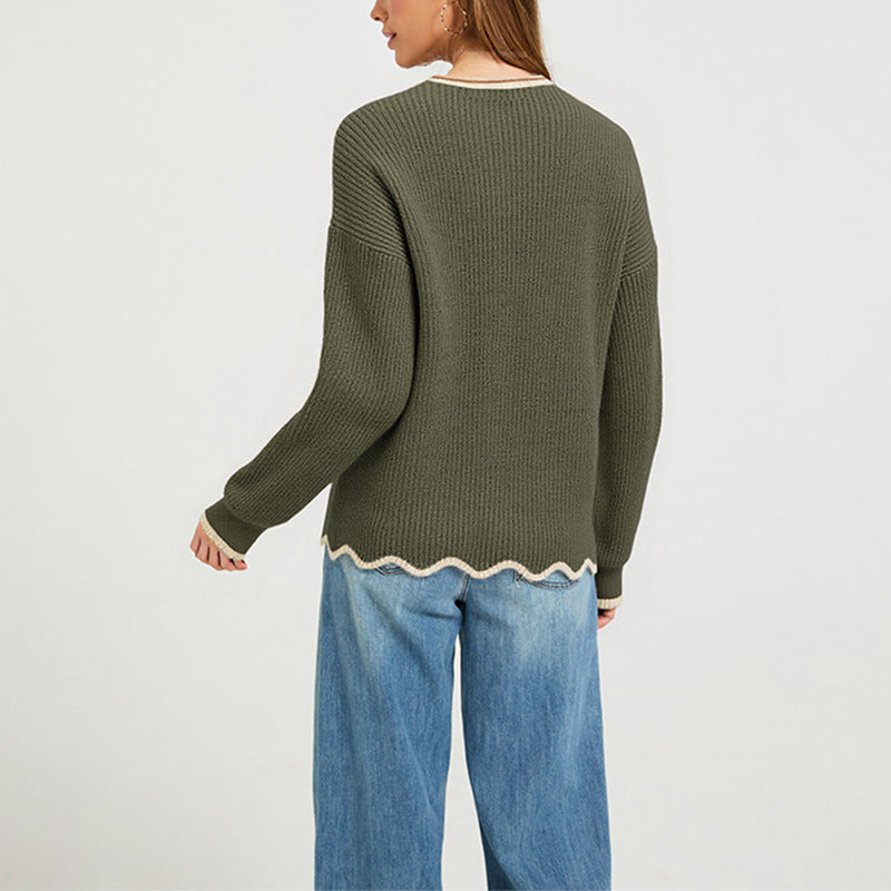 Pullover da donna in maglia ampia con scollo rotondo - Versatile e facile da indossare